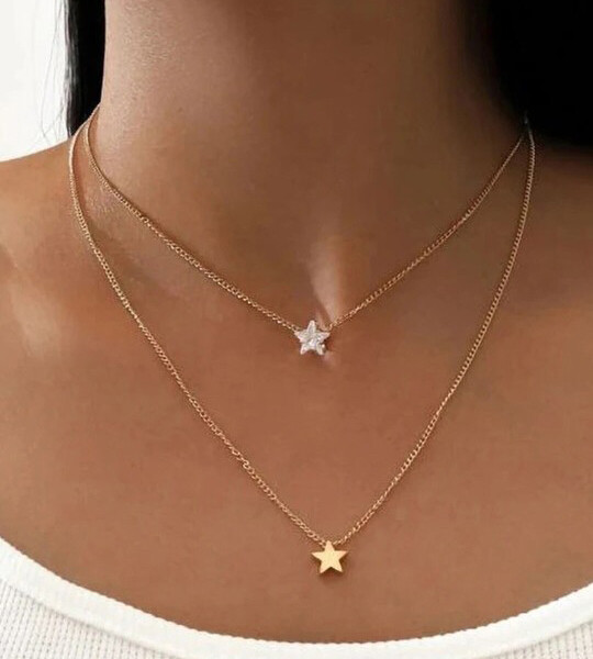 Shining Diva Fashion Gold Plated Crystals Chain