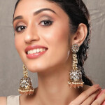 Rubans Silver-Toned & Gold-Toned Dome Shaped Jhumkas