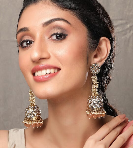 Rubans Silver-Toned & Gold-Toned Dome Shaped Jhumkas