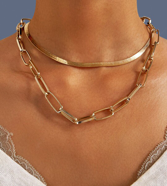 Shining Diva Fashion Women Gold Toned Necklace