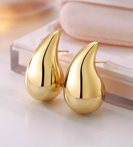 Jewels Galaxy 18k Gold Plated Teardrop Shaped Earrings