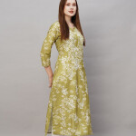 Floral Embroidered Thread Work Regular Kurta