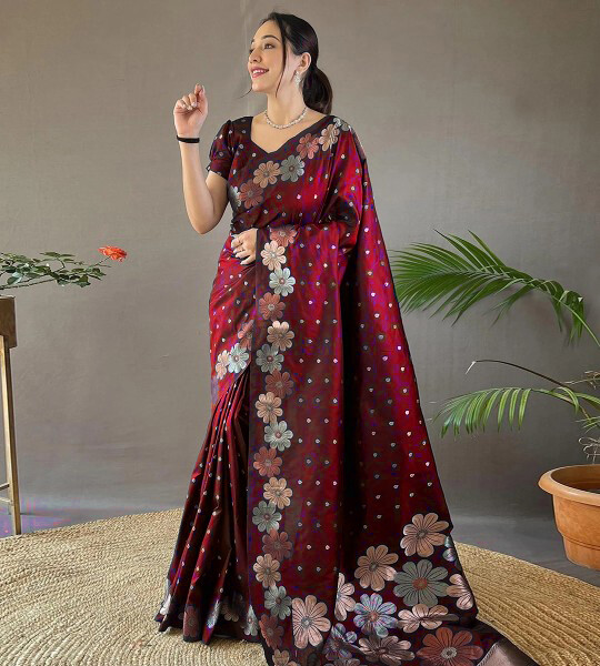 Kalini Woven Design Zari Kanjeevaram Saree