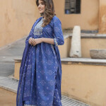 Notch Neck Bandhani Embroidered Regular Thread Work Pure Cotton Kurta Set