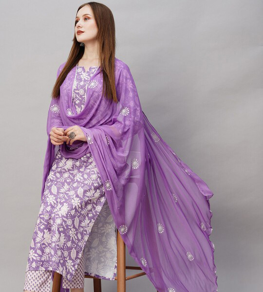 Women Ethnic Motifs Printed Regular Kurta with Trousers & Dupatta