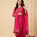Ethnic Motifs Yoke Design Gotta Patti Kurta With Trousers & Dupatta