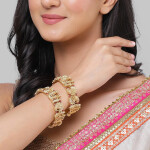 Karatcart Set Of 2 Gold-plated Kundan-studded Bangles