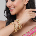 Karatcart Set Of 2 Gold-plated Kundan-studded Bangles