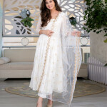 Ethnic Motifs Embellished Anarkali Kurta With Trousers & Dupatta