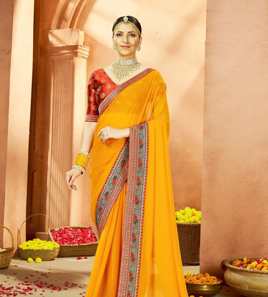 Mitera Pure Georgette Saree With Blouse Piece