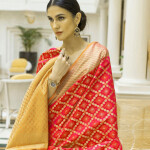 Pink & Gold-Toned Woven Design Zari Silk Blend Patola Saree