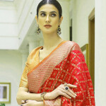 Pink & Gold-Toned Woven Design Zari Silk Blend Patola Saree