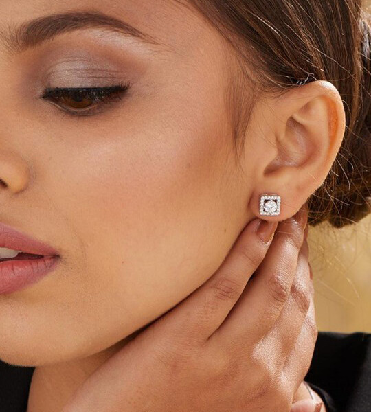 Palmonas 925 Sterling Silver Square Studs Earrings