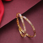 Priyaasi Set of 2 Silver-Toned Gold-Plated AD Studded Handcrafted Bangles