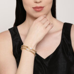 Priyaasi Set of 2 Silver-Toned Gold-Plated AD Studded Handcrafted Bangles