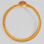 Rubans Set Of 2 Gold-Plated Red Emrald Studded Bangles