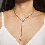 Toniq Gold-toned & White Boroque Pearl Necklace