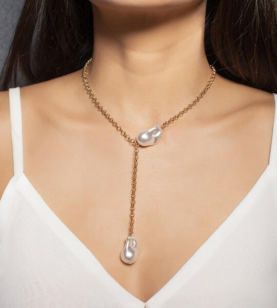Toniq Gold-toned & White Boroque Pearl Necklace