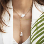 Toniq Gold-toned & White Boroque Pearl Necklace