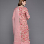 Women Pink Printed Gotta Patti Pure Cotton Kurta with Trousers & Dupatta