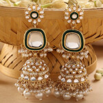 Zaveri Pearls Gold Plated Studded & Beaded Jhumkas