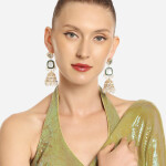 Zaveri Pearls Gold Plated Studded & Beaded Jhumkas