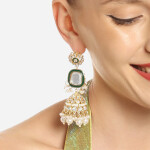 Zaveri Pearls Gold Plated Studded & Beaded Jhumkas