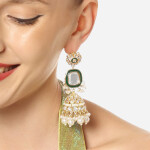 Zaveri Pearls Gold Plated Studded & Beaded Jhumkas